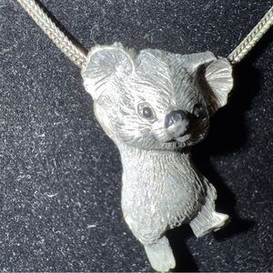 Vintage Hallmark pewter Koala “Hang in there” Necklace